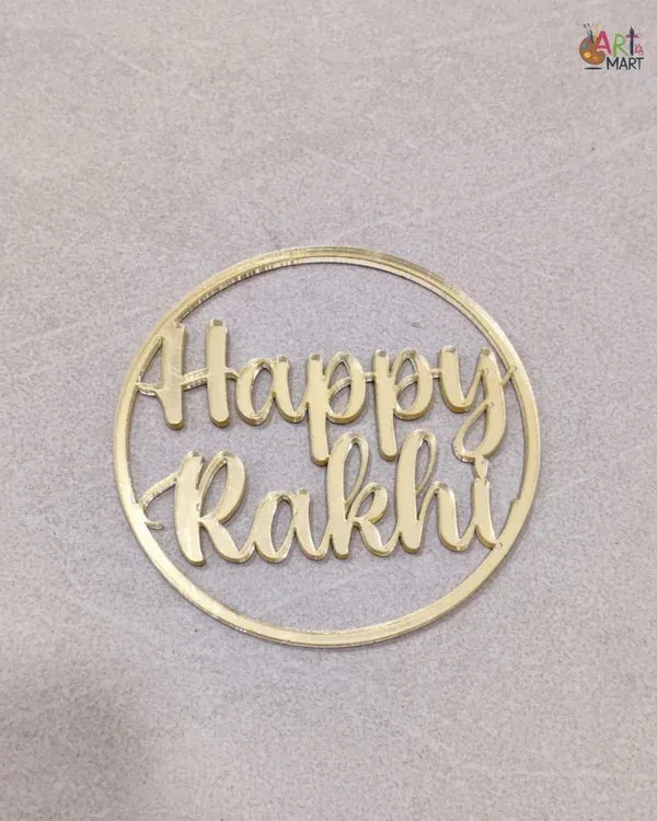 Golden_Mirror_Acrylic_Happy_Rakhi_Cake_Topper
