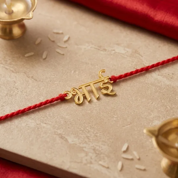 Golden_Metal_Bhai_Charm_Red_Thread_Rakhi_For_Brother