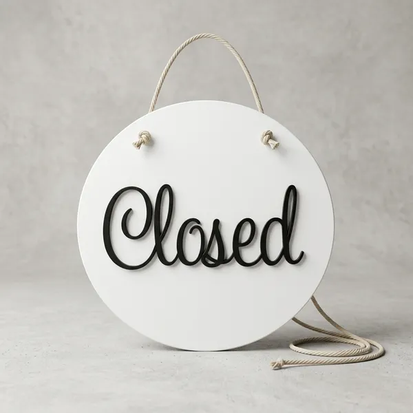 White_Black_Acrylic_Round_Closed_Hanging_Wall_Sign