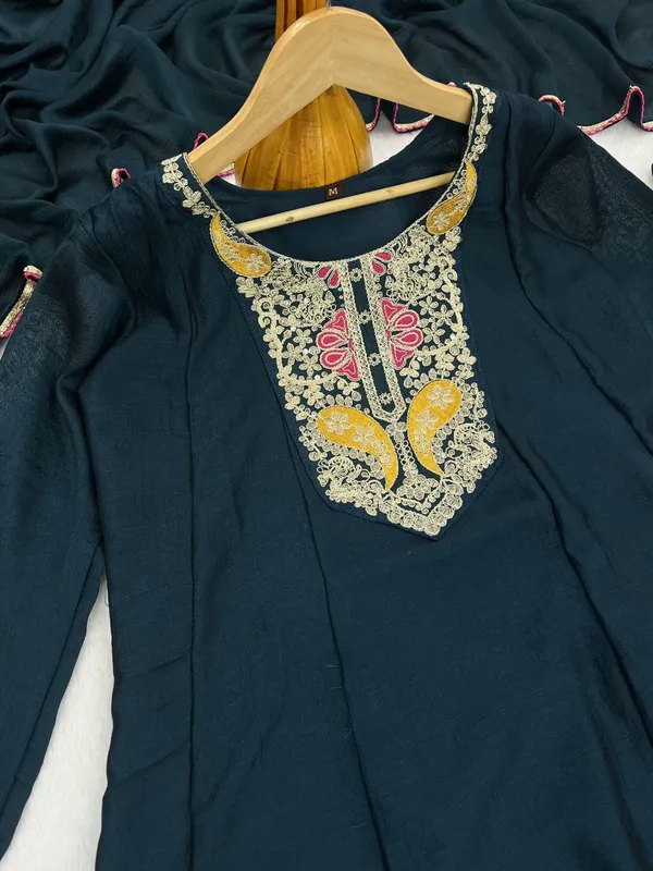 Women's_Vichhitra_Silk_Embroidered__Line_Kurta_With_Pant_And_Dupatta_Set_Teal_Green
