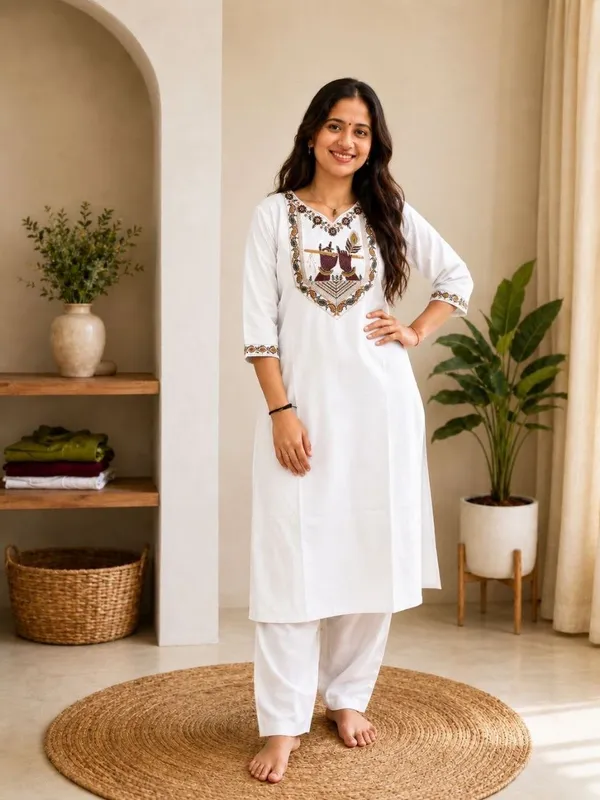 Bansari_Premium_Cotton_Kurta_Set_For_Women_White