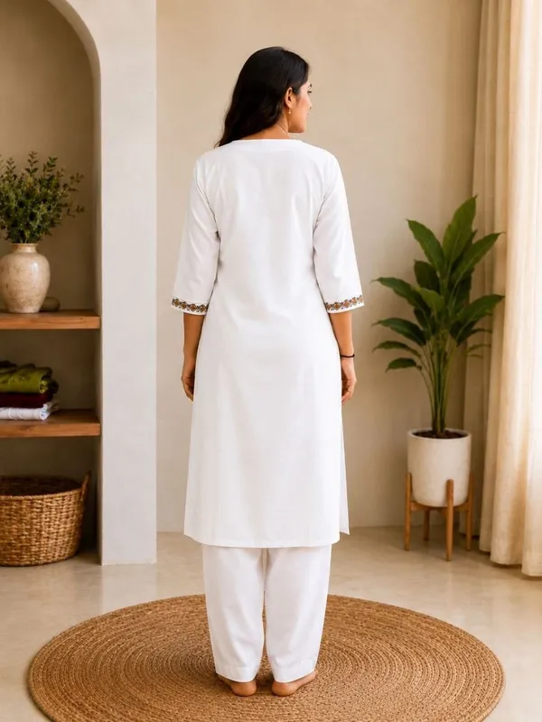 Bansari_Premium_Cotton_Kurta_Set_For_Women_White