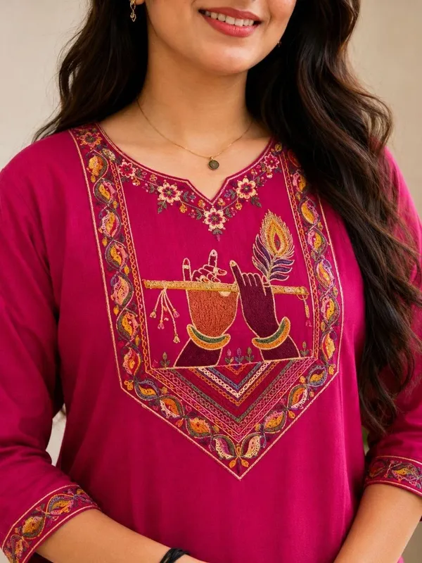 Bansari_Premium_Cotton_Kurta_Set_For_Women_Magenta