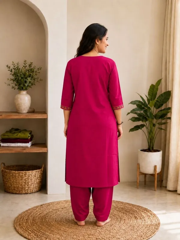 Bansari_Premium_Cotton_Kurta_Set_For_Women_Magenta