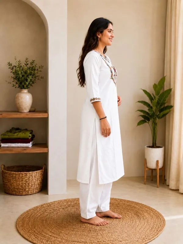 Bansari_Premium_Cotton_Kurta_Set_For_Women_White