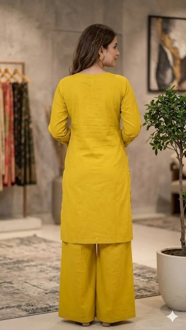 The_Aadya_Ivory_Embroidered_Kurta_Set_Tree_Bird_Motif_Yellow