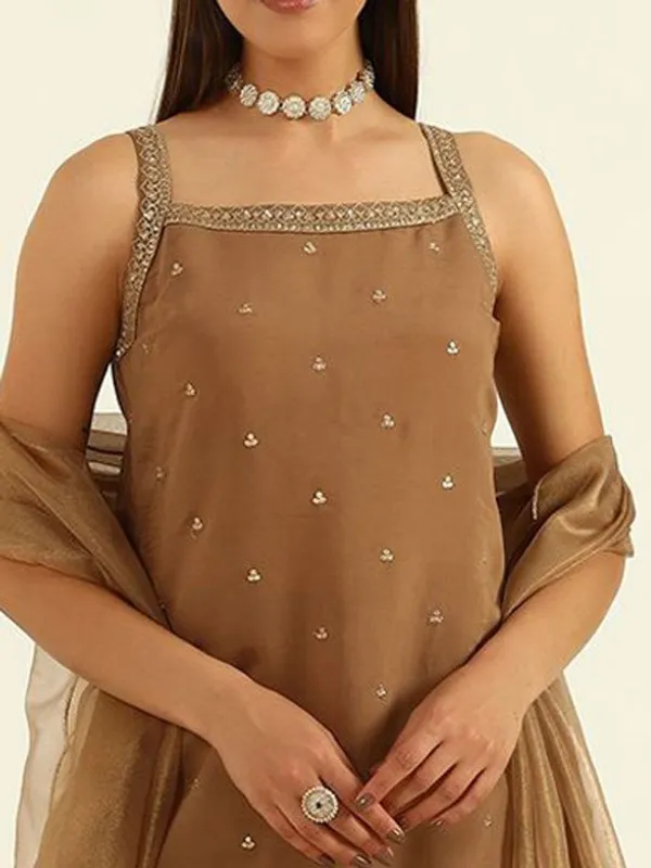 Festive_Tan_Brown_3_Piece_Sharara_Suit_Set_With_Gota_Patti_Work_Mocha_Brown