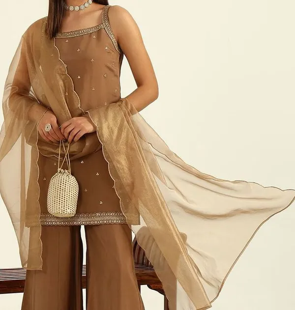 Festive_Tan_Brown_3_Piece_Sharara_Suit_Set_With_Gota_Patti_Work_Mocha_Brown