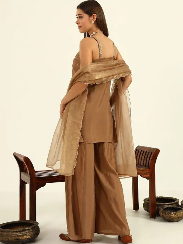 Festive_Tan_Brown_3_Piece_Sharara_Suit_Set_With_Gota_Patti_Work_Mocha_Brown