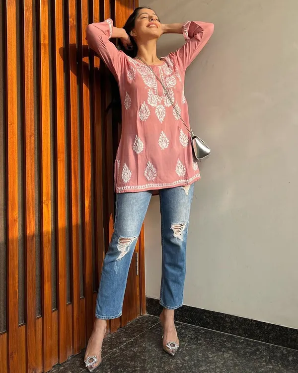 Premium_Chikankari_Short_Kurti_For_Women_Casual_Everyday_Wear_Peach