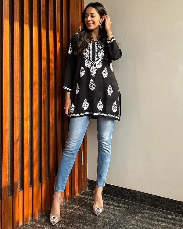 Premium_Chikankari_Short_Kurti_For_Women_Casual_Everyday_Wear_Black