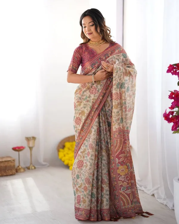Women_S_Floral_Print_Linen_Cotton_Saree_With_Designer_Border