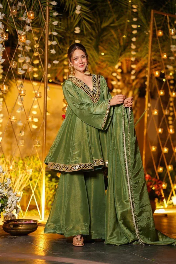 Olive_Green_Mirror_Work_Silk_Suit_Set_with_Dupatta