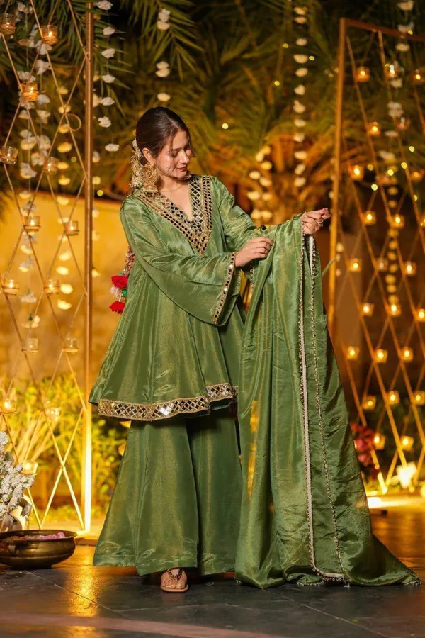Olive_Green_Mirror_Work_Silk_Suit_Set_with_Dupatta