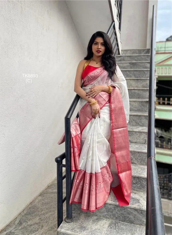 Soft_Lichi_Silk_Saree_with_All-Over_Jacquard_Work,_Rich_Pallu_&_Contrast_Designer_Blouse