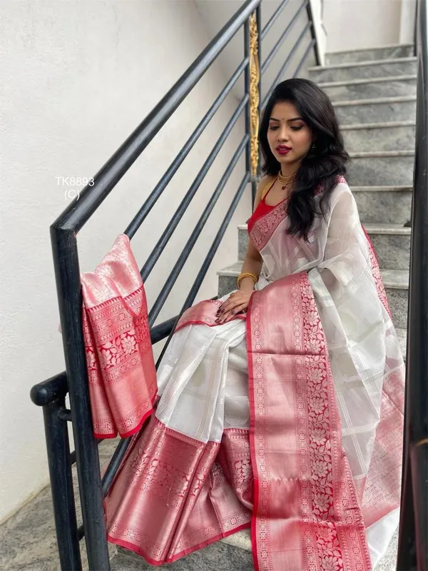 Soft_Lichi_Silk_Saree_with_All-Over_Jacquard_Work,_Rich_Pallu_&_Contrast_Designer_Blouse