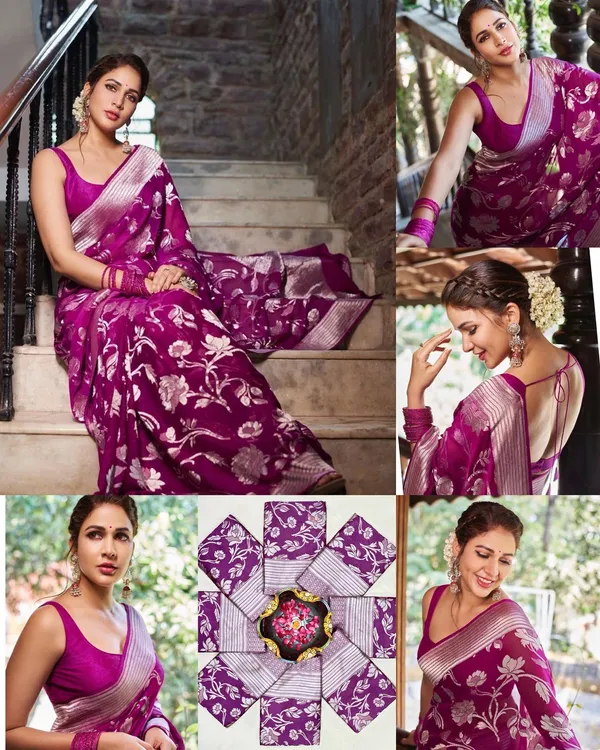 Soft_Lichi_Silk_Saree_with_Rich_Jacquard_Work_&_Designer_Pallu_with_Running_Blouse