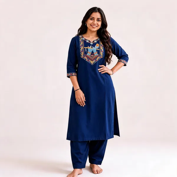 Bansari_Premium_Cotton_Kurta_Set_For_Women_Blue