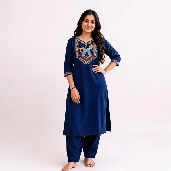 Bansari_Premium_Cotton_Kurta_Set_For_Women_Blue