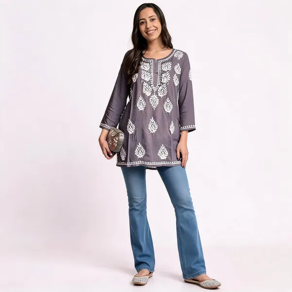Premium_Chikankari_Short_Kurti_For_Women_Casual_Everyday_Wear_Grey