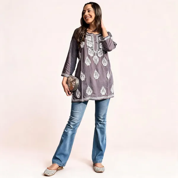 Premium_Chikankari_Short_Kurti_For_Women_Casual_Everyday_Wear_Grey