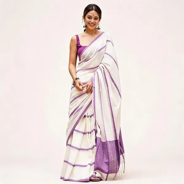 Women_S_White_Linen_Cotton_Saree_With_Purple_Woven_Border