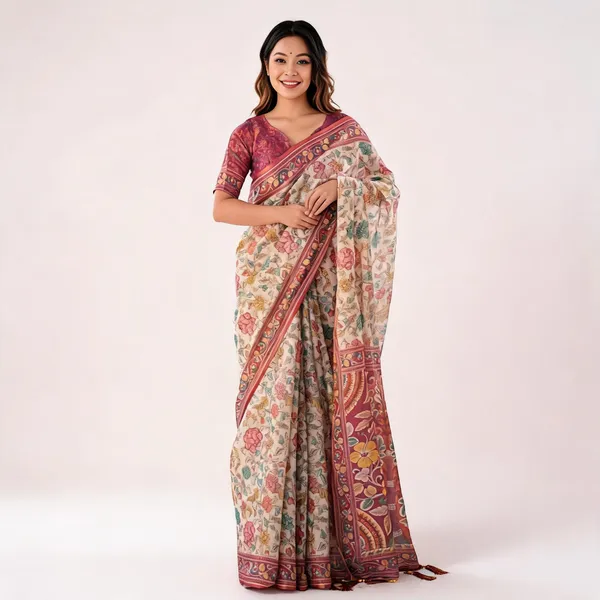 Women_S_Floral_Print_Linen_Cotton_Saree_With_Designer_Border