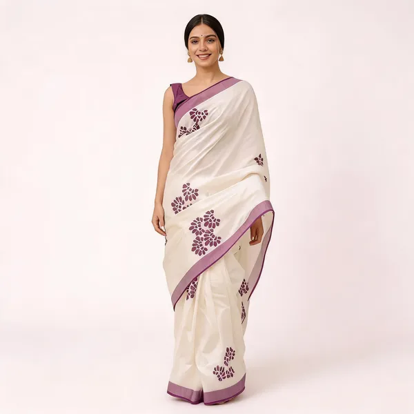 Traditional_Floral_Block_Print_Saree_With_Designer_Border