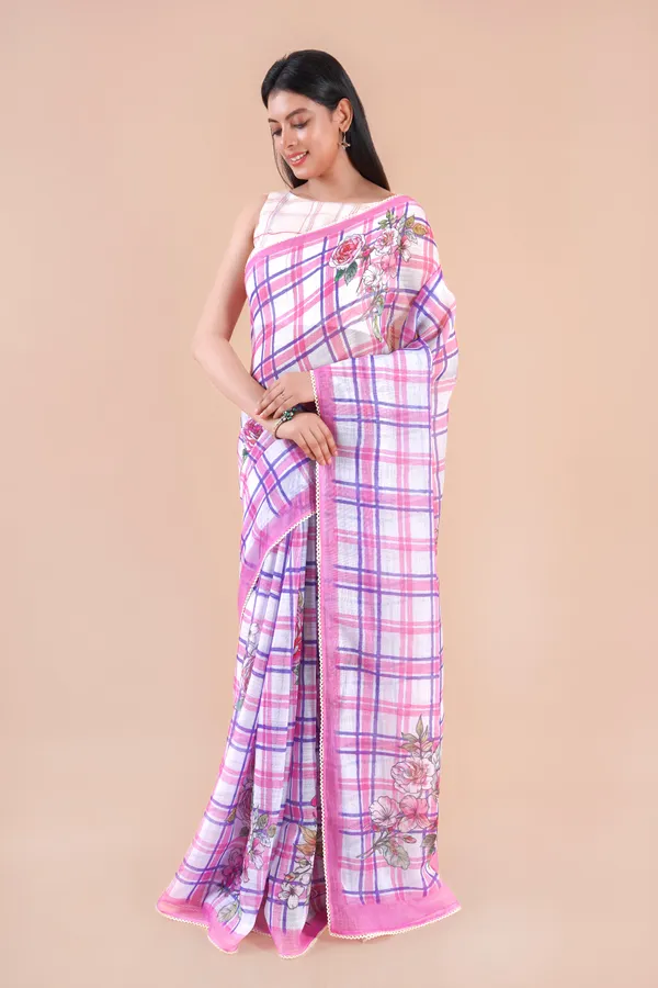 Pink_Linen_Saree_For_Women