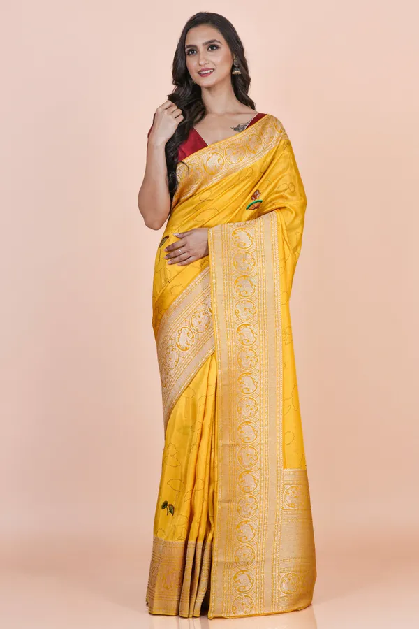 Yellow_Khaddi_Silk_Saree_For_Women