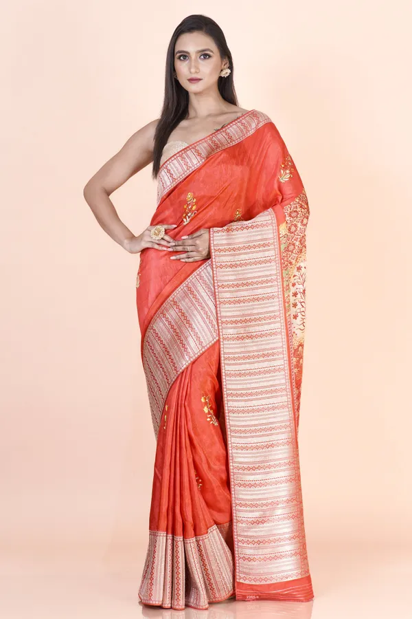 Orange_Khaddi_Silk_Saree_For_Women