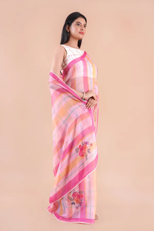 Pink_Linen_Saree_For_Women