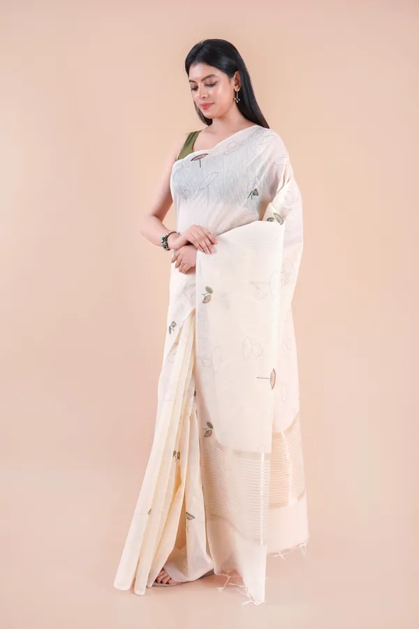 Beige_Slub_Linen_Saree_For_Women