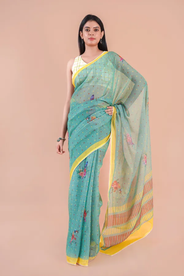 Sea_Green_Linen_Saree_For_Women