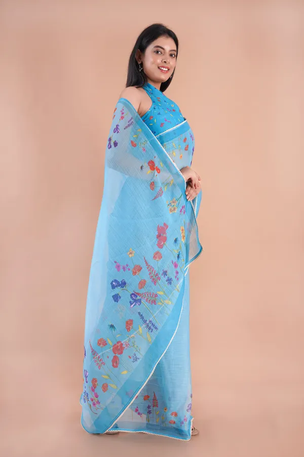 Sea_Blue_Linen_Saree_For_Women