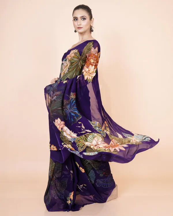 Purple_Georgette_Saree_For_Women