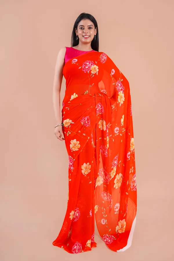 Orange_Georgette_Saree_For_Women