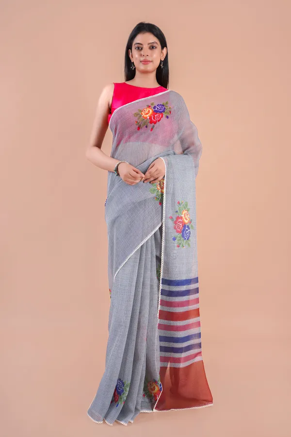 Grey_Linen_Saree_For_Women