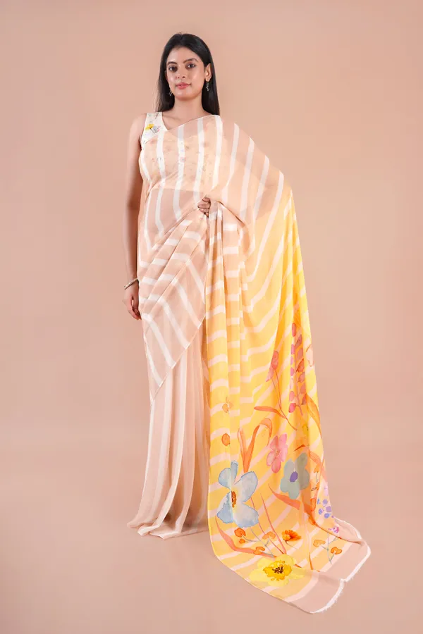 Lemon_Yellow_Georgette_Saree_For_Women