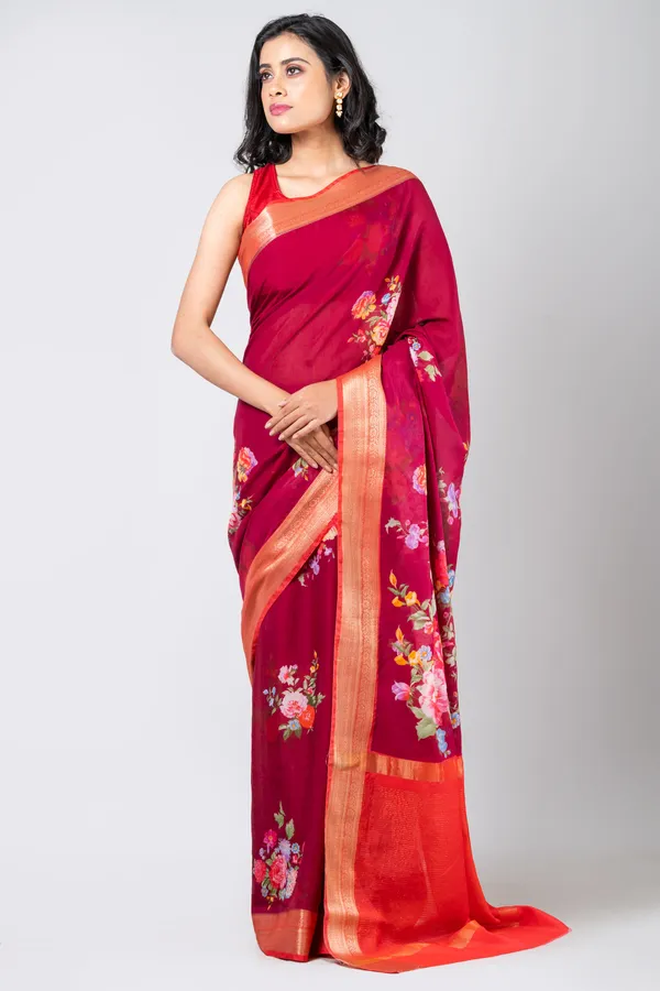 Wine_Chanderi_Saree_For_Women