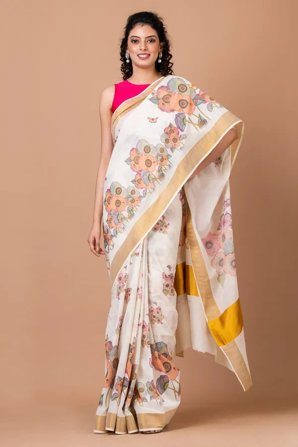 White_Kasavu_Saree_For_Women