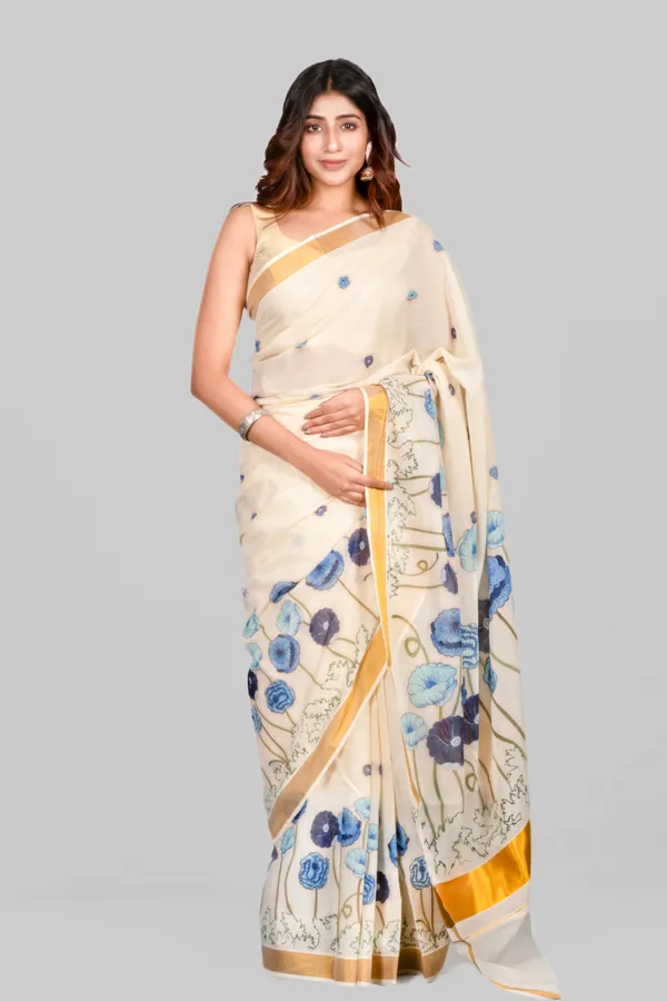 White_Kasavu_Saree_For_Women