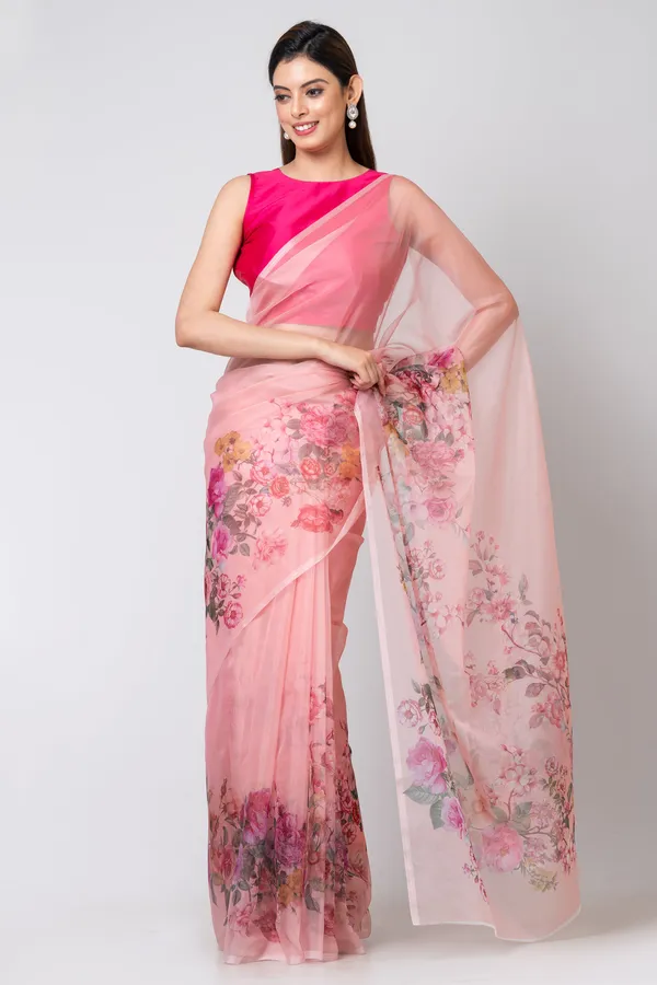 Pink_Organza_Saree_For_Women