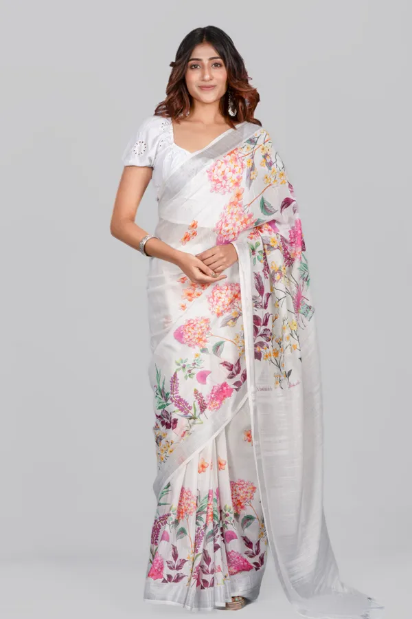 White_Linen_Saree_For_Women