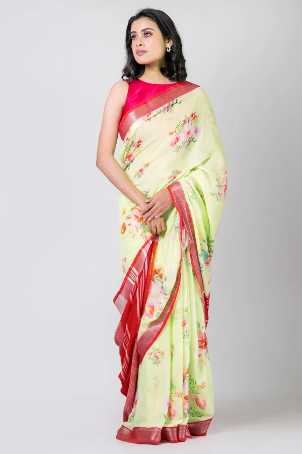 Yellow_Linen_Saree_For_Women