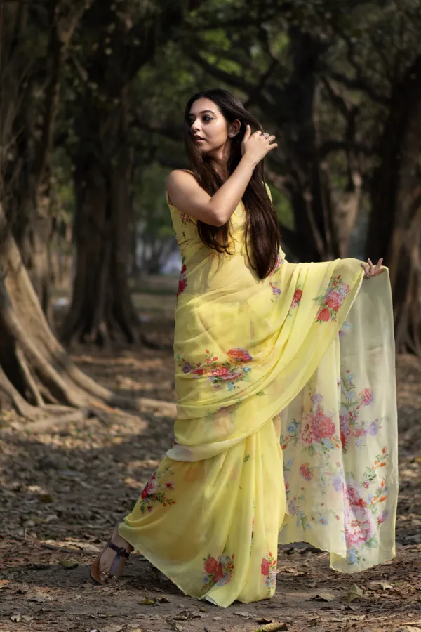Yellow_Georgette_Saree_For_Women
