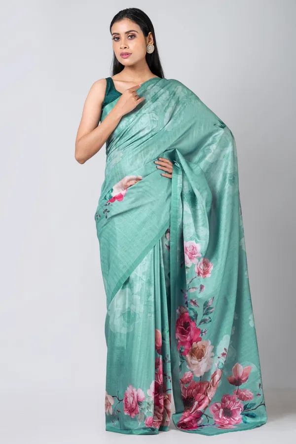 Sea_Green_Semi_Tussar_Saree_For_Women
