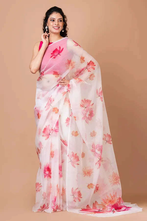 White_Organza_Saree_For_Women