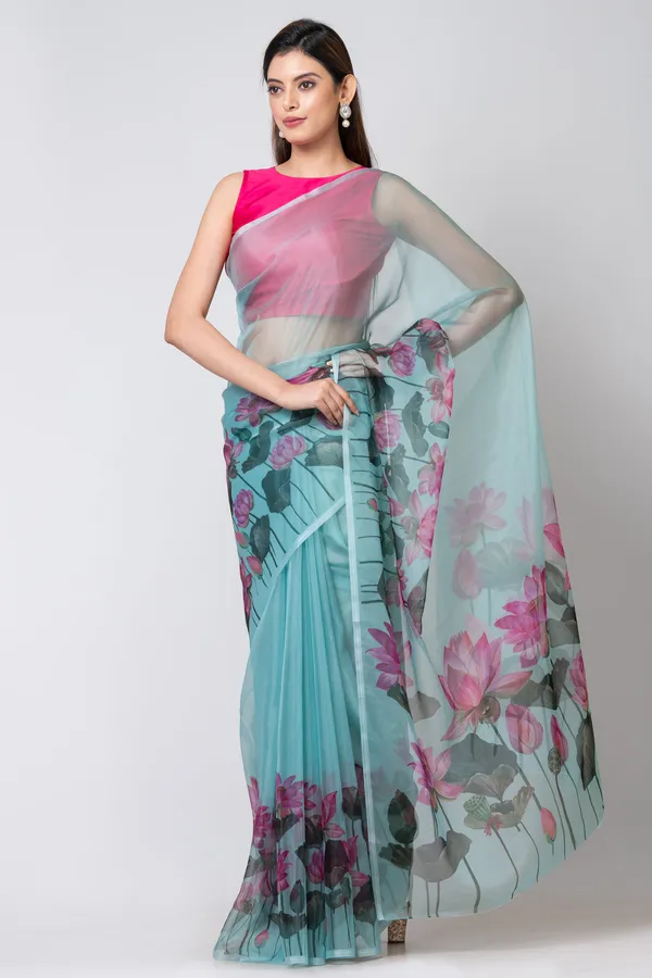 Sea_Green_Organza_Saree_For_Women