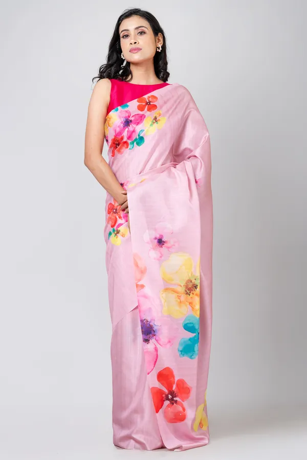 Pink_Semi_Tussar_Saree_For_Women